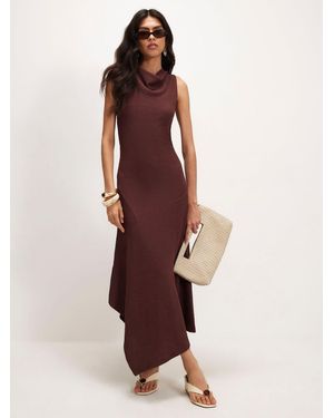 River Island Textured Halter Midi Dress - Brown