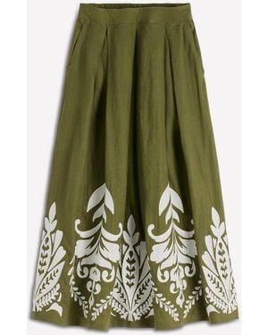 Boden Verity Linen Midi Skirt - Green
