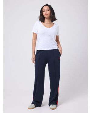 Scamp & Dude Side Stripe Wide Leg Jersey Pants - White