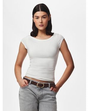 Pieces Suede Belt With Hardware - White