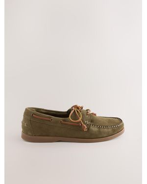 Next Signature Leather Boat Shoes - Natural