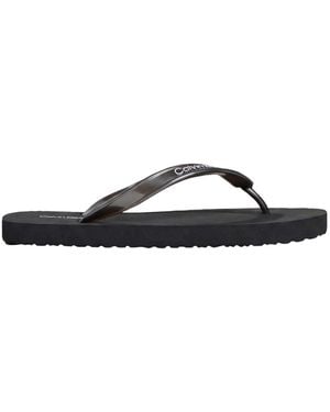 Calvin Klein Metallic Pearlised Flip Flops - Black