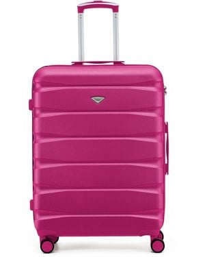 Flight Knight Bright 8 Wheel Abs Hard Case Hold Suitcase - Pink