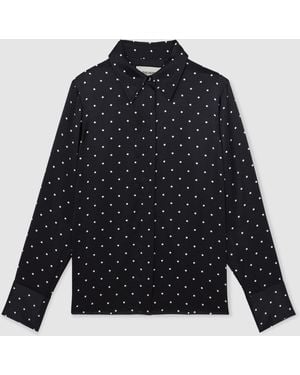 Reiss Silk-Satin Polka Dot Shirt - Multicolor