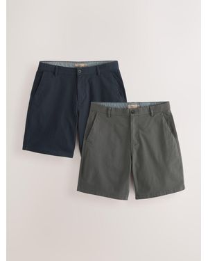 Next Relaxed Fit Stretch Chino Shorts 2 Pack - Gray