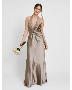 Six Stories Plunge Knot Neck Scarf Bridesmaid Dress - Natural