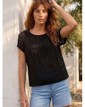 Roman Cut Out Detail Stretch Top - Black