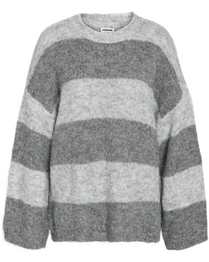 Noisy May Stripe Sweater - Gray