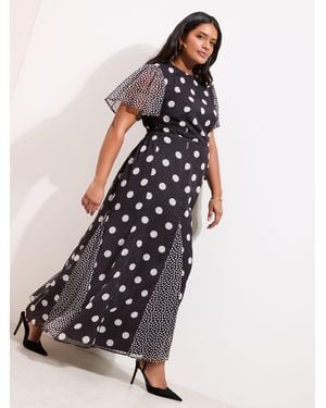 Friends Like These Curve Chiffon Short Sleeve Midi Dress - White