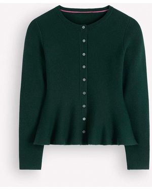 Boden Fitted Wool Peplum Cardigan - Green