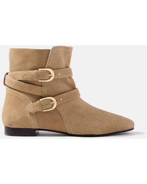 Mint Velvet Libby Suede Ankle Boots - Natural