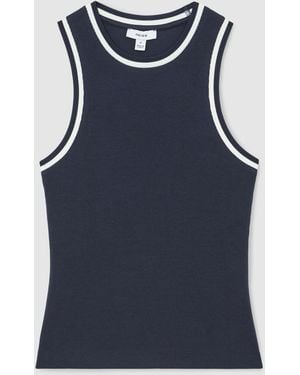 Reiss Matilda Stretch-Cotton Tipped Vest - Blue