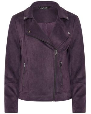 M Com Faux Suede Biker Jacket - Purple