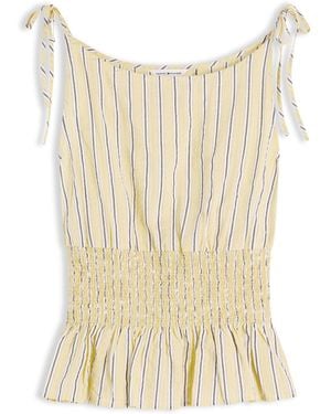 Tommy Hilfiger Smock Seersucker Tie Strap Top - Natural
