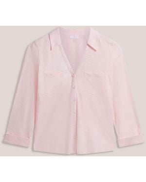 Hobbs Zariah Slub Long Sleeve Cotton Shirt - Pink