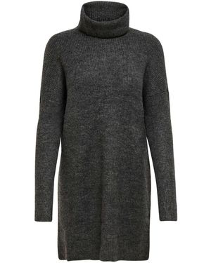 ONLY Long Sleeve Knitted Cowl Neck Midi Dress - Black
