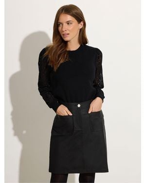 M Com Coated A-Line Skirt - Black