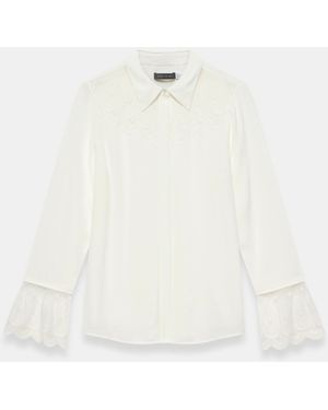 Mint Velvet Embroidered Lace Trim Blouse - White