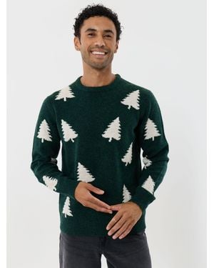 Threadbare Christmas Trees Knitted Sweater - Green
