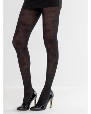 Pour Moi Floral Lace Tights - Black