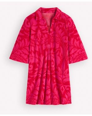Boden Short Collared Towelling Dress - Pink