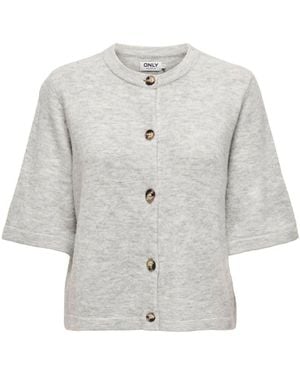 ONLY Short Sleeve Button Through Cardigan - White