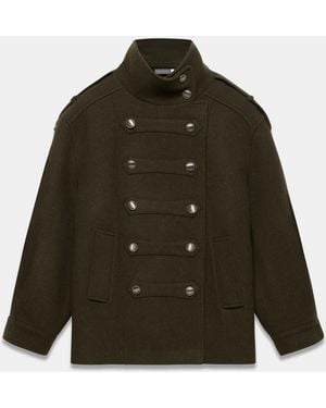 Mint Velvet Wool Blend Military Coat - Green