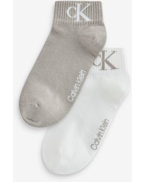 Calvin Klein Jeans Monogram Socks 2 Pack - White