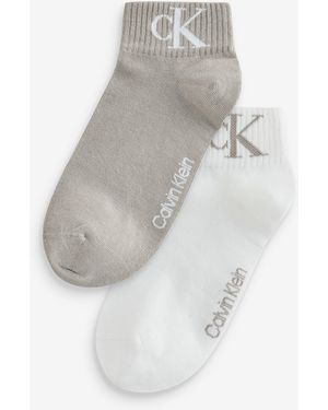 Calvin Klein Jeans Monogram Socks 2 Pack - White