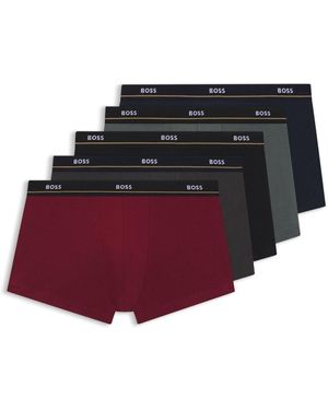 BOSS Essential Logo Boxers Trunks 5 Pack - Red