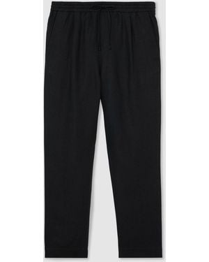 Reiss Linen Relaxed-Fit Drawstring Pants - Black