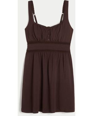 Hollister Babydoll Mini Dress - Brown