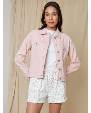 Threadbare Floral Pull On Denim Shorts - Natural