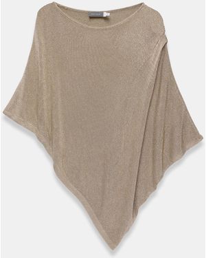 Mint Velvet Metallic Knit Poncho Top - Natural