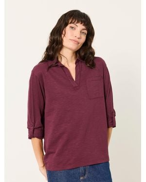 FatFace Paige Plum Jersey Shirt - Red