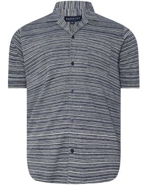 BadRhino Big & Tall Jacquard Stripe Revere 100% Cotton Shirt - Gray