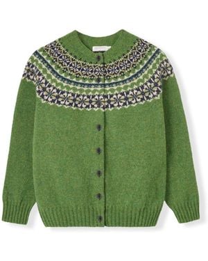 Celtic & Co. Highlands Crew Neck Cardigan - Green