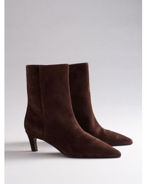 The Set Premium Chisel Ankle Boots Suede - Brown