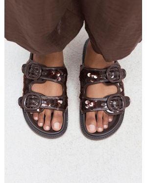 Next Chocolate Forever Comfort Sequin Footbed Sandals - Brown