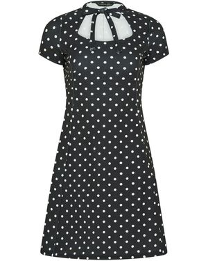 PixieGirl Petite Polka Dot Tie Front Mini Dress - Black