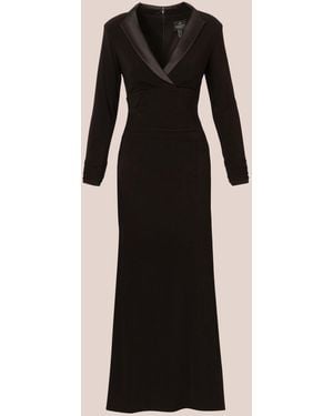 Adrianna Papell Tuxedo Long Dress - Black