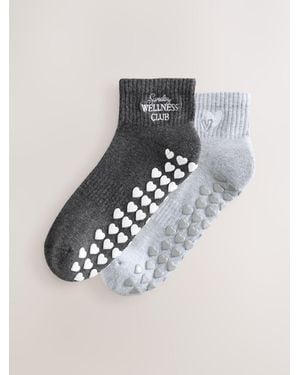 Next Tonal Pilates Gripper Socks 2 Pack - Grey