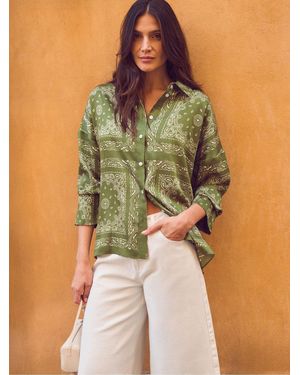 Ro & Zo Ro & Zo Scarf Print Shirt - Green