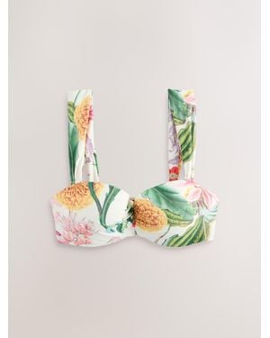 Next Kew Collection Ecru Floral Wired Bandeau Bikini Top - Grey