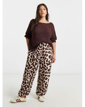 Simply Be Tape Yarn Slouchy Jumper - Brown