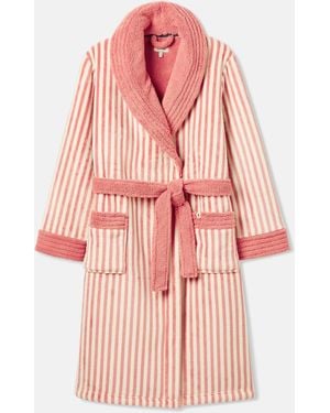 Joules Matilda Gestreifter Morgenmantel Mit Fleecefutter - Pink