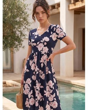 Roman Petite Floral Dress - Blue