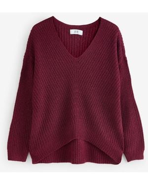 Jdy Knitted V-Neck Sweater - Red