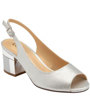 Lotus Slingback Block-Heel Shoes - Mettallic