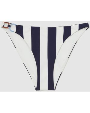 Reiss Bridgette Stripe Ring-Detail Bikini Bottoms - Blue